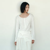 SITP5283 Sheer Henley Neck T-Shirt_White