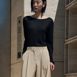 SITP5285 Sheer Rib Boat Neck T-Shirt_Black
