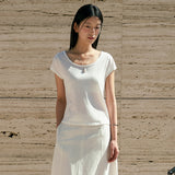 SITP5286 Cap Sleeve Slim T-Shirt_White