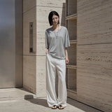 SITP5287 U-Neck Relaxed T-Shirt_Melange Gray