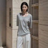 SITP5287 U-Neck Relaxed T-Shirt_Melange Gray