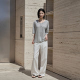 SITP5287 U-Neck Relaxed T-Shirt_Melange Gray