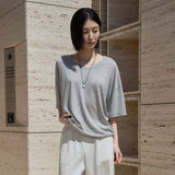 SITP5287 U-Neck Relaxed T-Shirt_Melange Gray
