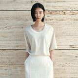 SITP5287 U-Neck Relaxed T-Shirt_Ivory