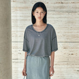 SITP5302 U-Neck Stripe T-Shirt_Black