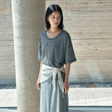 SITP5302 U-Neck Stripe T-Shirt_Black
