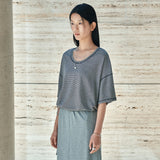 SITP5302 U-Neck Stripe T-Shirt_Black