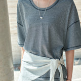 SITP5302 U-Neck Stripe T-Shirt_Black
