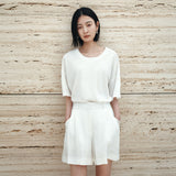 SITP5302 U-Neck Stripe T-Shirt_White
