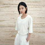 SITP5302 U-Neck Stripe T-Shirt_White
