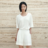 SITP5302 U-Neck Stripe T-Shirt_White
