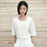 SITP5302 U-Neck Stripe T-Shirt_White