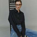 SITP5304 High-Neck Silky Shirt_Black