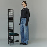SITP5304 High-Neck Silky Shirt_Black