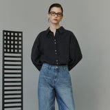SITP5304 High-Neck Silky Shirt_Black