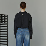 SITP5304 High-Neck Silky Shirt_Black