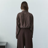 SITP5304 High-Neck Silky Shirt_Brown
