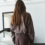 SITP5304 High-Neck Silky Shirt_Brown