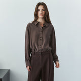 SITP5304 High-Neck Silky Shirt_Brown