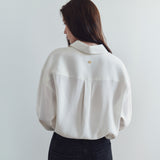 SITP5304 High-Neck Silky Shirt_Ivory