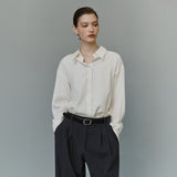 SITP5304 High-Neck Silky Shirt_Ivory