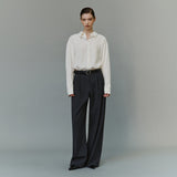 SITP5304 High-Neck Silky Shirt_Ivory