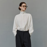 SITP5304 High-Neck Silky Shirt_Ivory