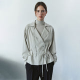SITP5305 Draped Trench Shirt_Greige