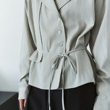 SITP5305 Draped Trench Shirt_Greige