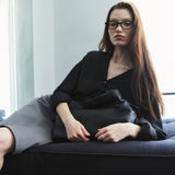 SITP5306 Soft Open-Collar Wrap Shirt_Black