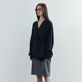 SITP5306 Soft Open-Collar Wrap Shirt_Black