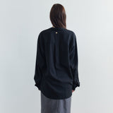 SITP5306 Soft Open-Collar Wrap Shirt_Black