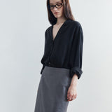 SITP5306 Soft Open-Collar Wrap Shirt_Black