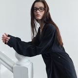 SITP5306 Soft Open-Collar Wrap Shirt_Black