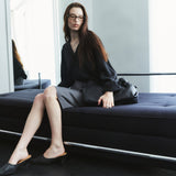 SITP5306 Soft Open-Collar Wrap Shirt_Black