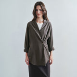 SITP5306 Soft Open-Collar Wrap Shirt_Brown