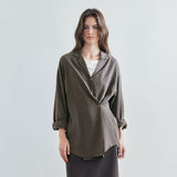 SITP5306 Soft Open-Collar Wrap Shirt_Brown