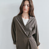 SITP5306 Soft Open-Collar Wrap Shirt_Brown
