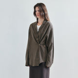 SITP5306 Soft Open-Collar Wrap Shirt_Brown