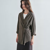 SITP5306 Soft Open-Collar Wrap Shirt_Brown