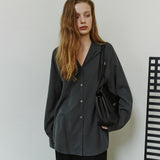 SITP5306 Soft Open-Collar Wrap Shirt_Midnight navy