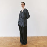 SITP5306 Soft Open-Collar Wrap Shirt_Midnight navy