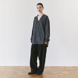 SITP5306 Soft Open-Collar Wrap Shirt_Midnight navy