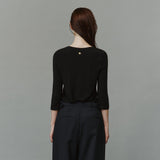 SITP5313 Soft V-Neck 3/4-Sleeve T-Shirt_Black