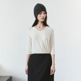 SITP5313 Soft V-Neck 3/4-Sleeve T-Shirt_Ivory