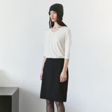 SITP5313 Soft V-Neck 3/4-Sleeve T-Shirt_Ivory