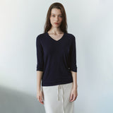 SITP5313 Soft V-Neck 3/4-Sleeve T-Shirt_Navy