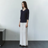 SITP5313 Soft V-Neck 3/4-Sleeve T-Shirt_Navy