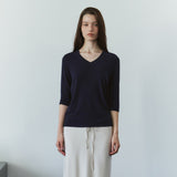 SITP5313 Soft V-Neck 3/4-Sleeve T-Shirt_Navy