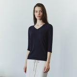 SITP5313 Soft V-Neck 3/4-Sleeve T-Shirt_Navy
